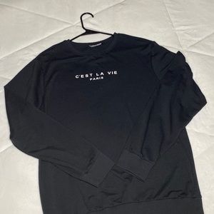 Crew Neck Slogan Graphic Sweatshirt